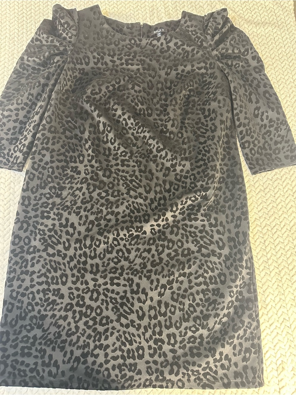 Sami & Jo Dress Womens 18W Black Leopard Print 3/4 Sleeve Stretch